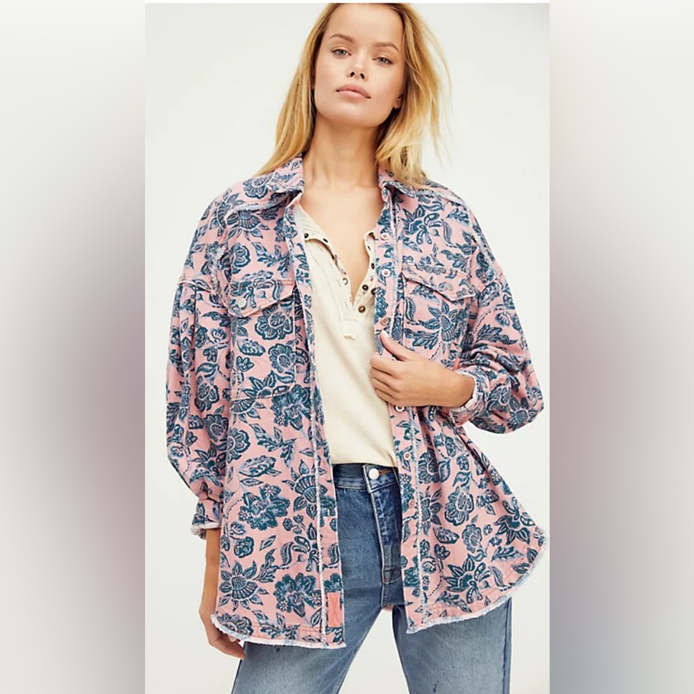 Free People Pink Floral Button-Down Shirt